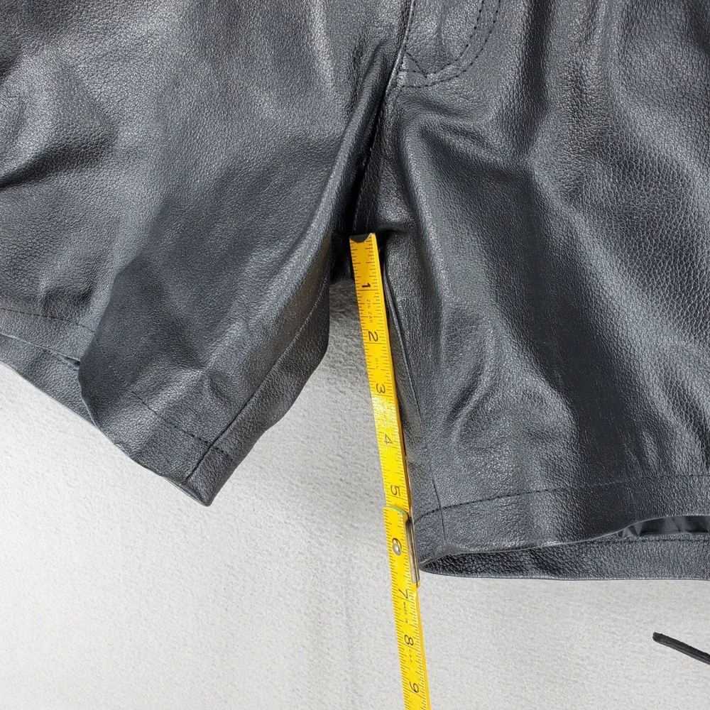 Genuine Leather Biker Shorts Men 42 Black Side Lace Up Moto Rocker Fetish BDSM
